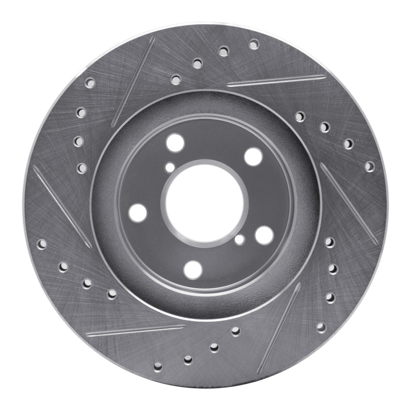 Subaru Legacy Brake Rotor (1) - Front Right - R1 Concepts - Drilled & Slotted - Silver - `90-`01